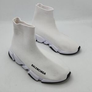 Luxury Trendy White Speed Stretch-Knit Sneakers Size 36